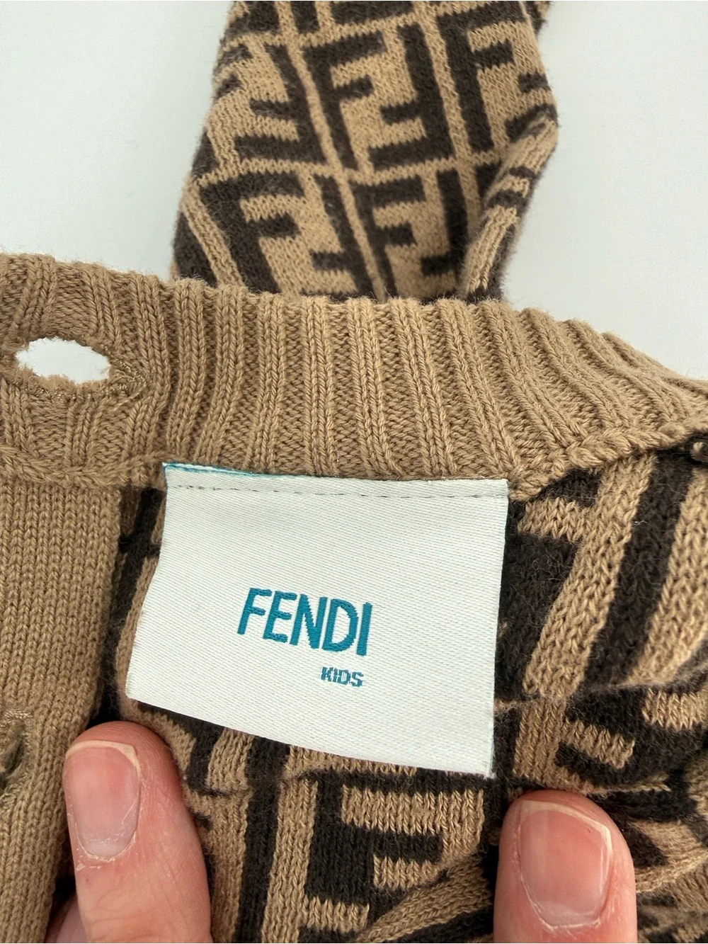 Fendi Brown and Black FF Logo Tobacco cotton and cashmere onesie